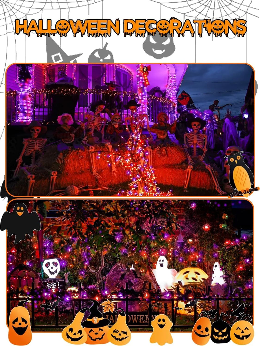 240 LED Connectable C6 Halloween Lights Outdoor String 78FT Orange Purple