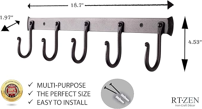 RTZEN Wall Mount Hook Set (5 Pack)