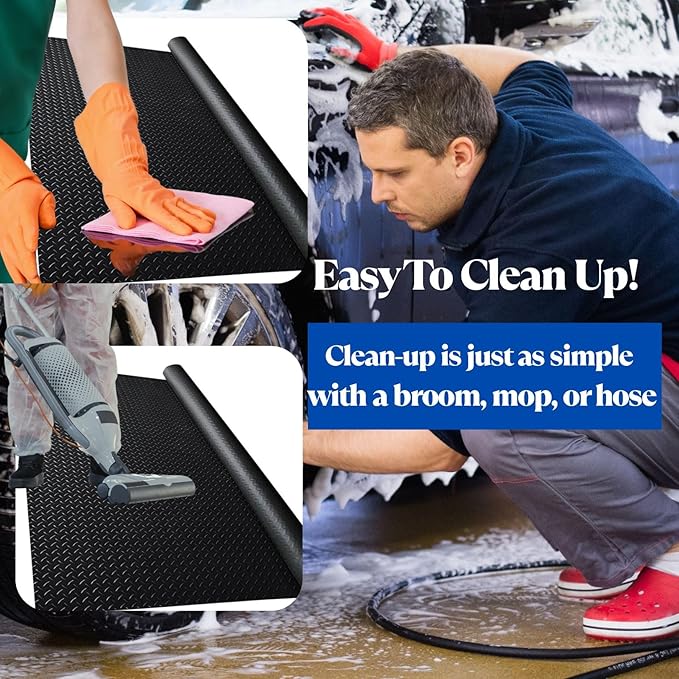 BESEA 4 x 6 FT Garage Floor Mat, Heavy Duty Diamond Plate Rubber Parking Mat –