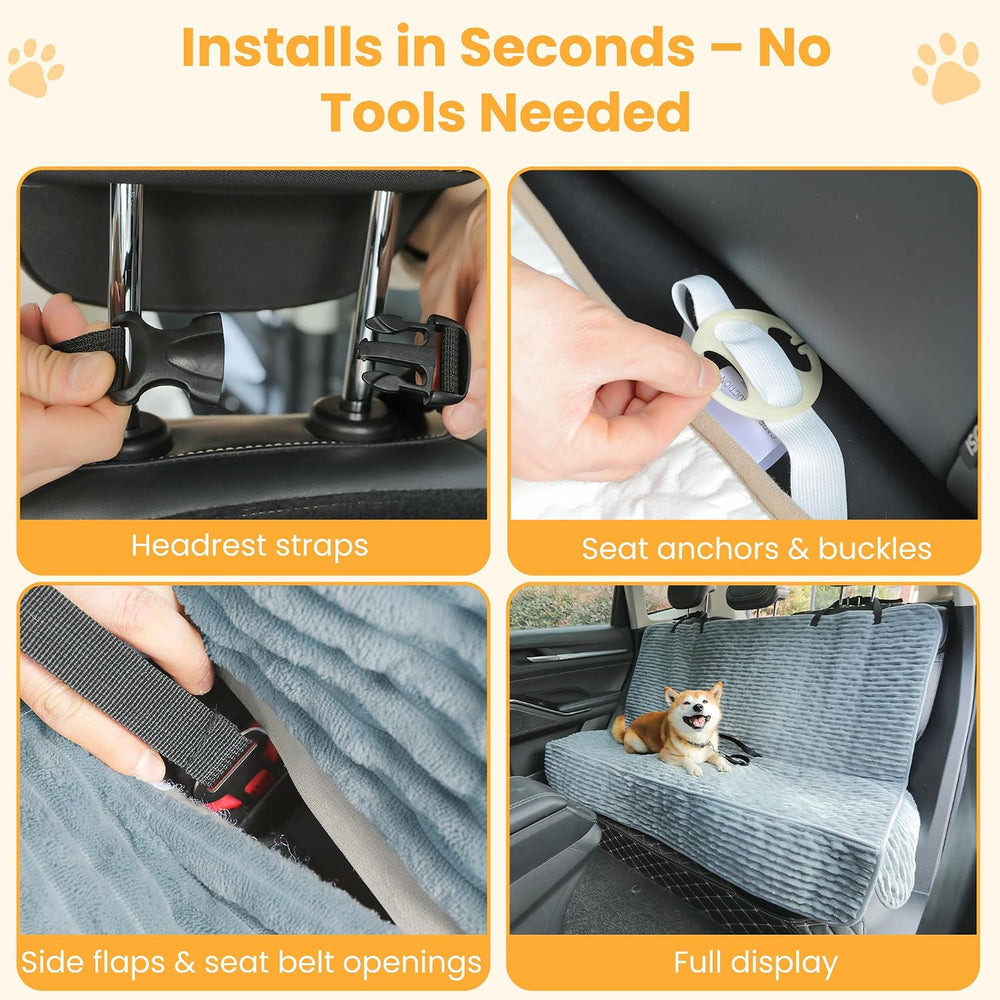 Dog Car Seat Cover, Waterproof Non-Slip Pet Mat, Bluegrey Back Seat