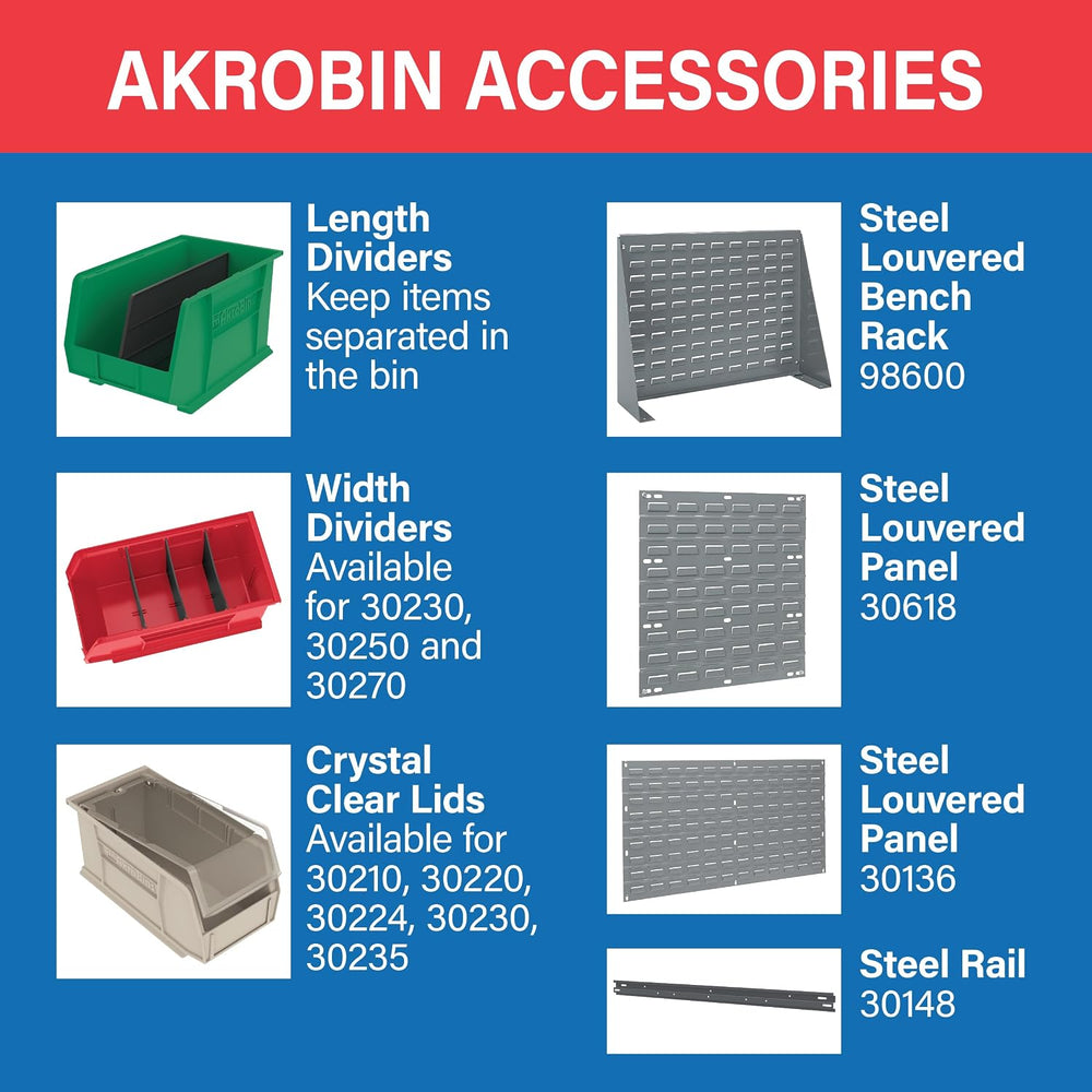 Akro-Mils 30210 AkroBins Plastic Storage Bins, 5"x4"x3", Black...