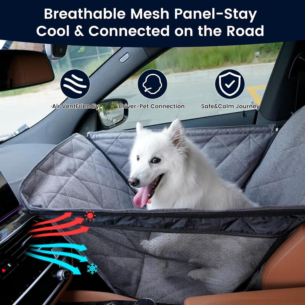Front Seat Dog Car Seat for Small/Medium Dogs with Door Protection – Full Cov...