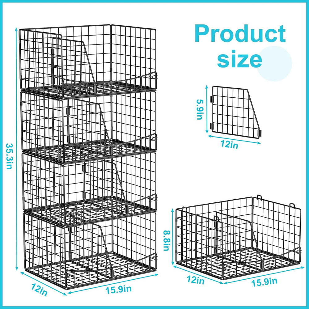 Hongtamoya 4-Tier Closet Organizers and Storage Basket with Divider, Foldable...