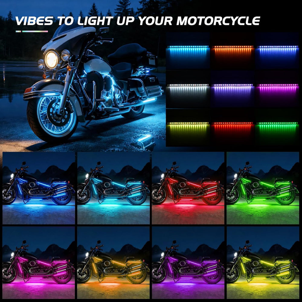 Nilight 12PCS Motorcycle RGB LED Light Kit APP and Remote Control