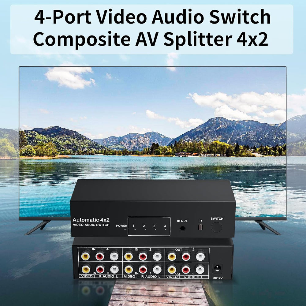 BolAAzuL 4x2 RCA Switch Splitter Composite Video L/R Audio Selector Box
