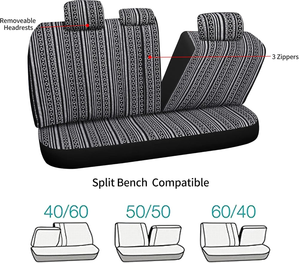 HAIYAOTIMES Baja Saddle Blanket Car Seat Covers Full Set with Seat Belt Pads,...