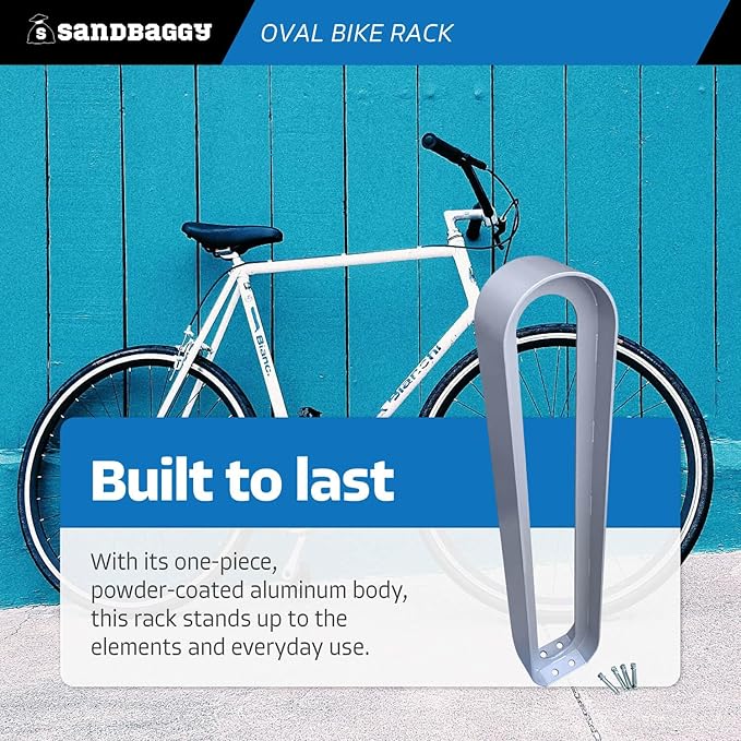 Sandbaggy Modern Commercial Bike Rack | 6.5” x 3” x 35” Oval Design | In-Ground