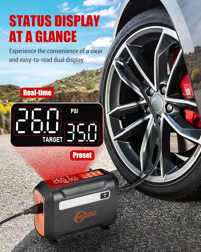 R8 Tire Inflator Portable Air Compressor, DC 12V Air Compressor