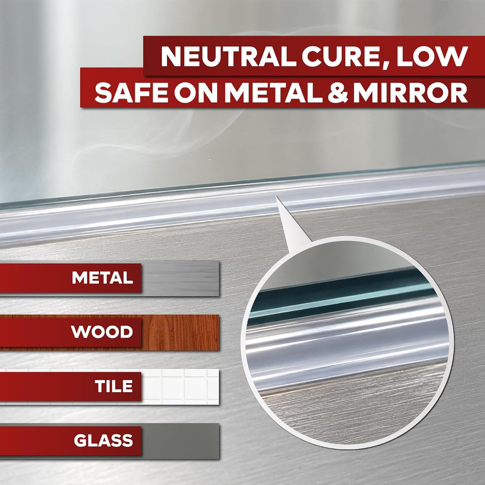 XFasten Clear Silicone Caulk Neutral Cure 10.1 oz (4-Pack) 100% Waterproof Si...