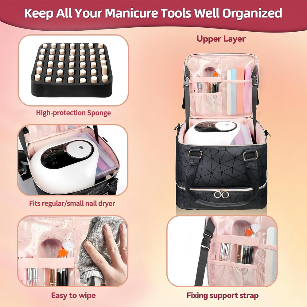 SIYNPAV Nail Polish Organizer Bag Holds 126 Bottles (15ml/0.5fl.oz)& Nail...