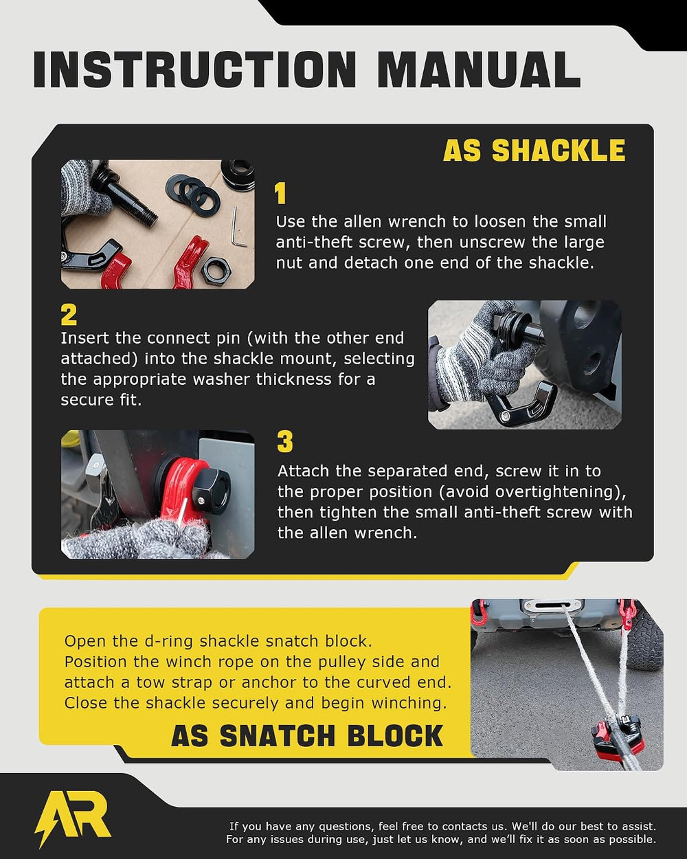 Snatch Block Separate Shackle, 3/4" D Ring Shackle with Pulley, 57320lbs...