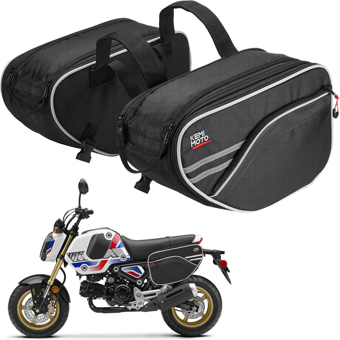 KEMIMOTO Expandable Motorcycle Saddlebags Bag 24-30L (15L*2) Fit for Mini Motorcycle Scooter Sport Bike Dual Sport ADV160 Ruckus Grom Navi Z125 Ninja 400/500 GSX-R600 YZF-R6 Side Bags