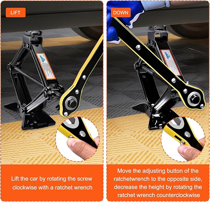 Scissor Jack, High-Strength Car Jack and Stand Kit
