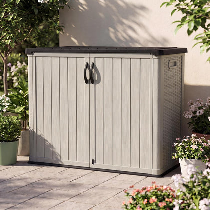 Devoko 26 Cu Ft Resin Outdoor Storage Cabinet with Lockable Doors, Beige