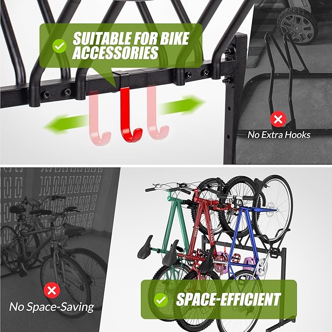 3 Bikes Floor Stand, Adjustable Bicycle Parking Rack
