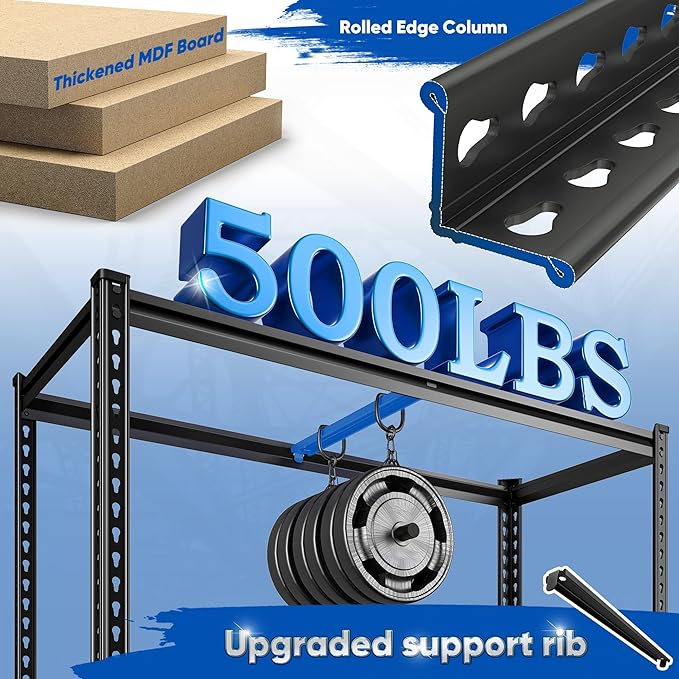 40" W Garage Shelving, 4 Tier Storage Shelves Load 2000 lbs, Adjustable ...