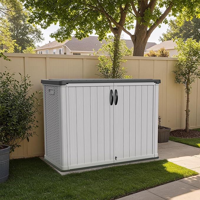 Patiowell 26 Cu.ft Plastic Outdoor Storage Shed w/o Shelf, Lockable Waterproof