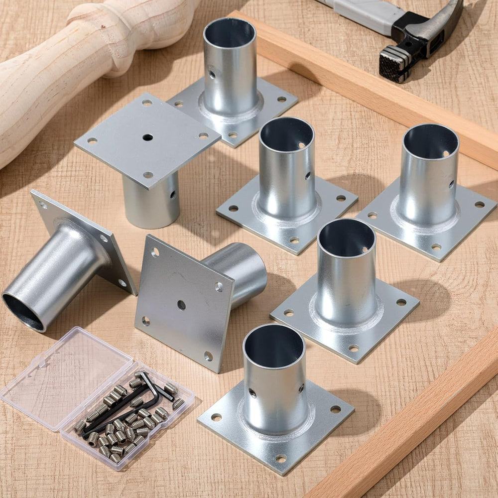 Blulu 4 Pack Galvanized Steel Flange Oblong Base for 1-5/8 OD Tubing