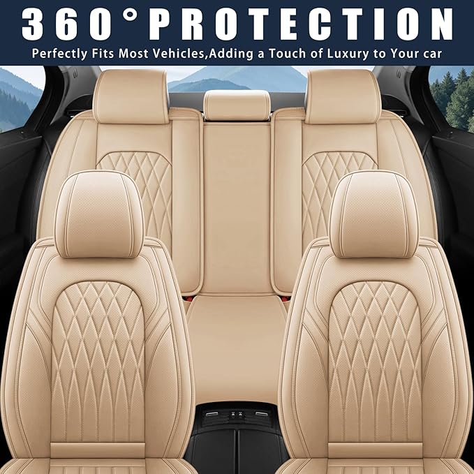 WELLDO Car Seat Covers Full Set, Leather Seat Covers