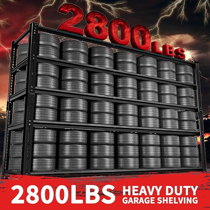 Storage Shelves, Garage Shelving Heavy Duty 2800 LBS Capacity, 5 Tier Utility