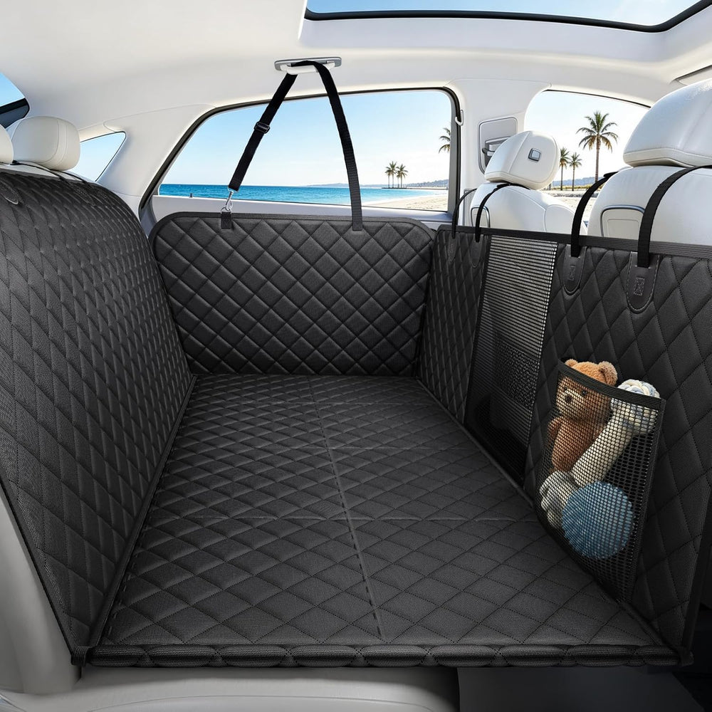 Dog Car Seat Cover for Back Seat, Hard Bottom Dog Hammock,51in,Black