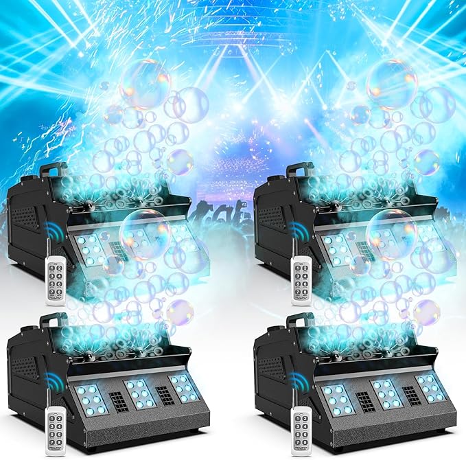 2000W Fog Machine, 3 in 1 Fog Bubble Machine with 2 Bubble Fans, 18 RGB LED L...