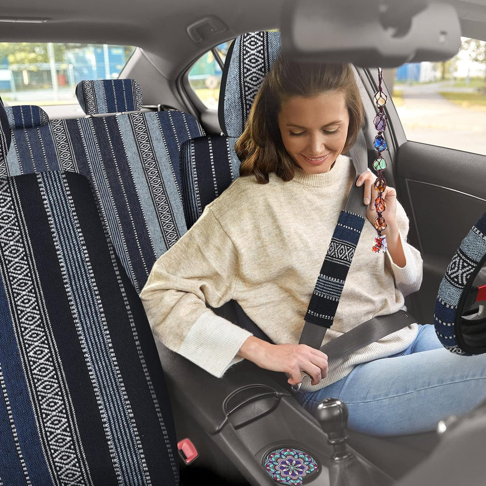 Frienda 14 Pcs Baja Saddle Blanket Car Seat Covers Full Set, Retro Style