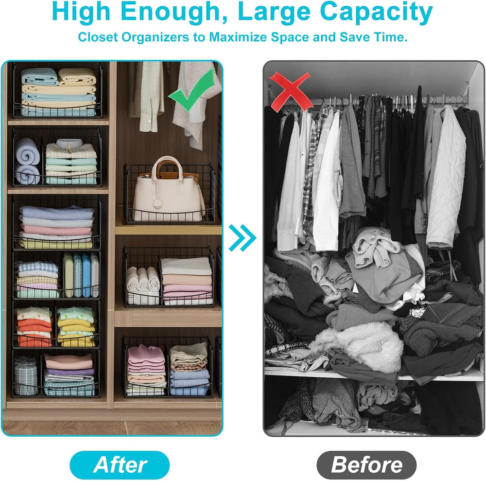 Hongtamoya 4-Tier Closet Organizers and Storage Basket with Divider, Foldable...