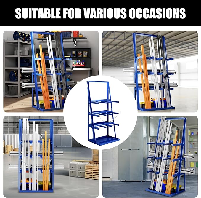 Vertical Bar Rack, 3000 LB Capacity, Steel Bays Long Parts Storage Rack