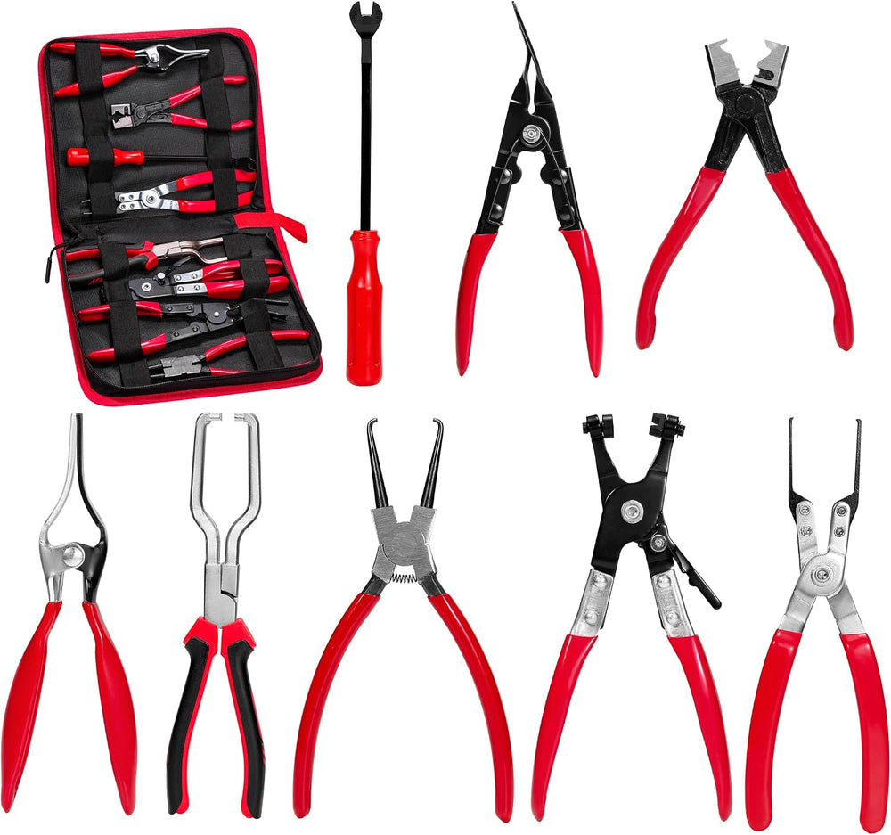 8-Piece Fuel Line Disconnect Tool Set with Hose Clamp Pliers, Relay Puller, P...