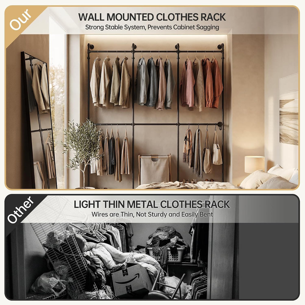 Kryonix Wall Mounted Closet System, 6 Hanging Rods