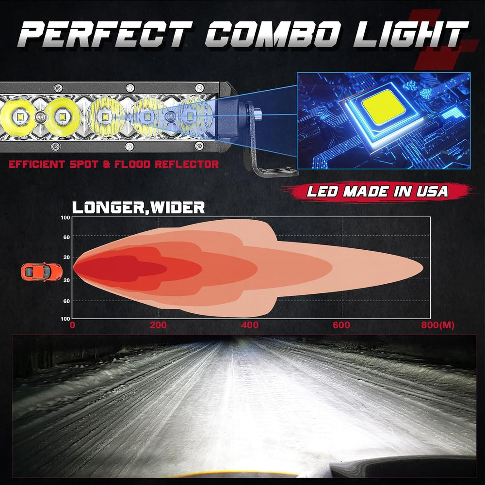 OFFROADTOWN 20 Inch LED Light Bar Single Row Off Road Bumper Driving Light
