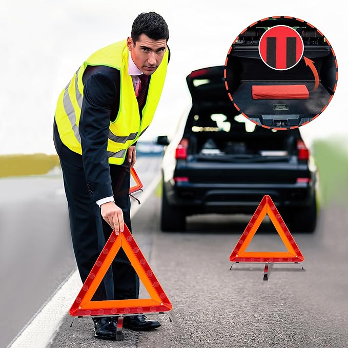 AYKRM 3Pack Car Warning Triangle Heavy Reflective Warning Road Safety Triangle