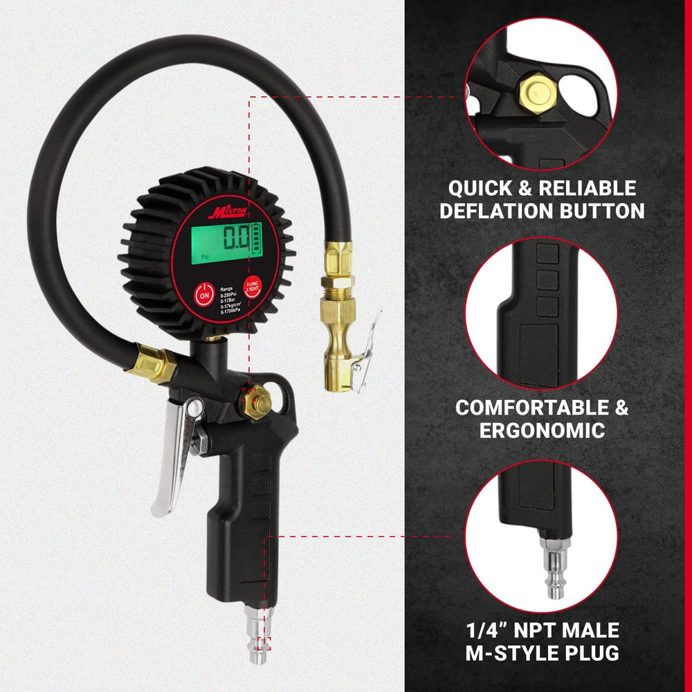 Milton 507KIT Digital Tire Inflator Car Accessories w/Accurate Air Tire Press...