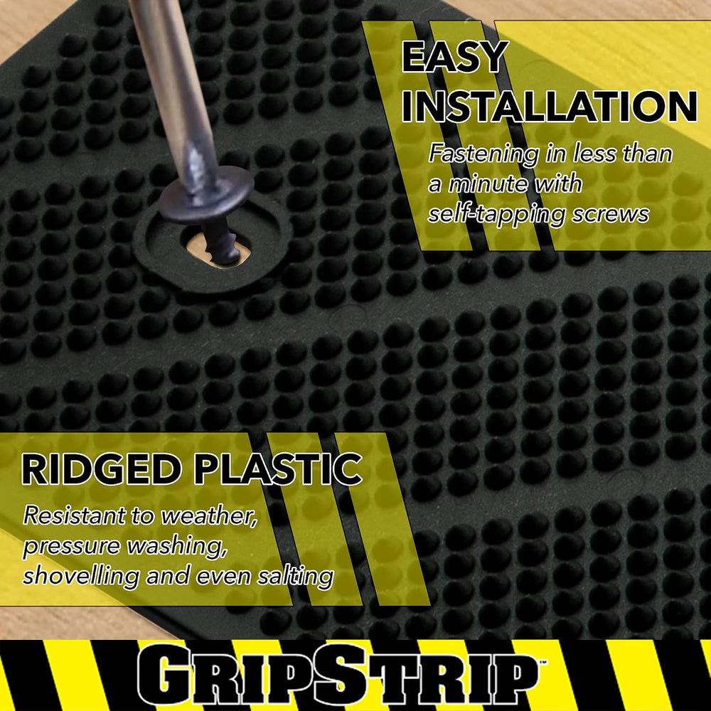 GripStrip Max 100 Pack Stair Treads 15”x 3.25” Screw Down Strip, No Adhesive ...