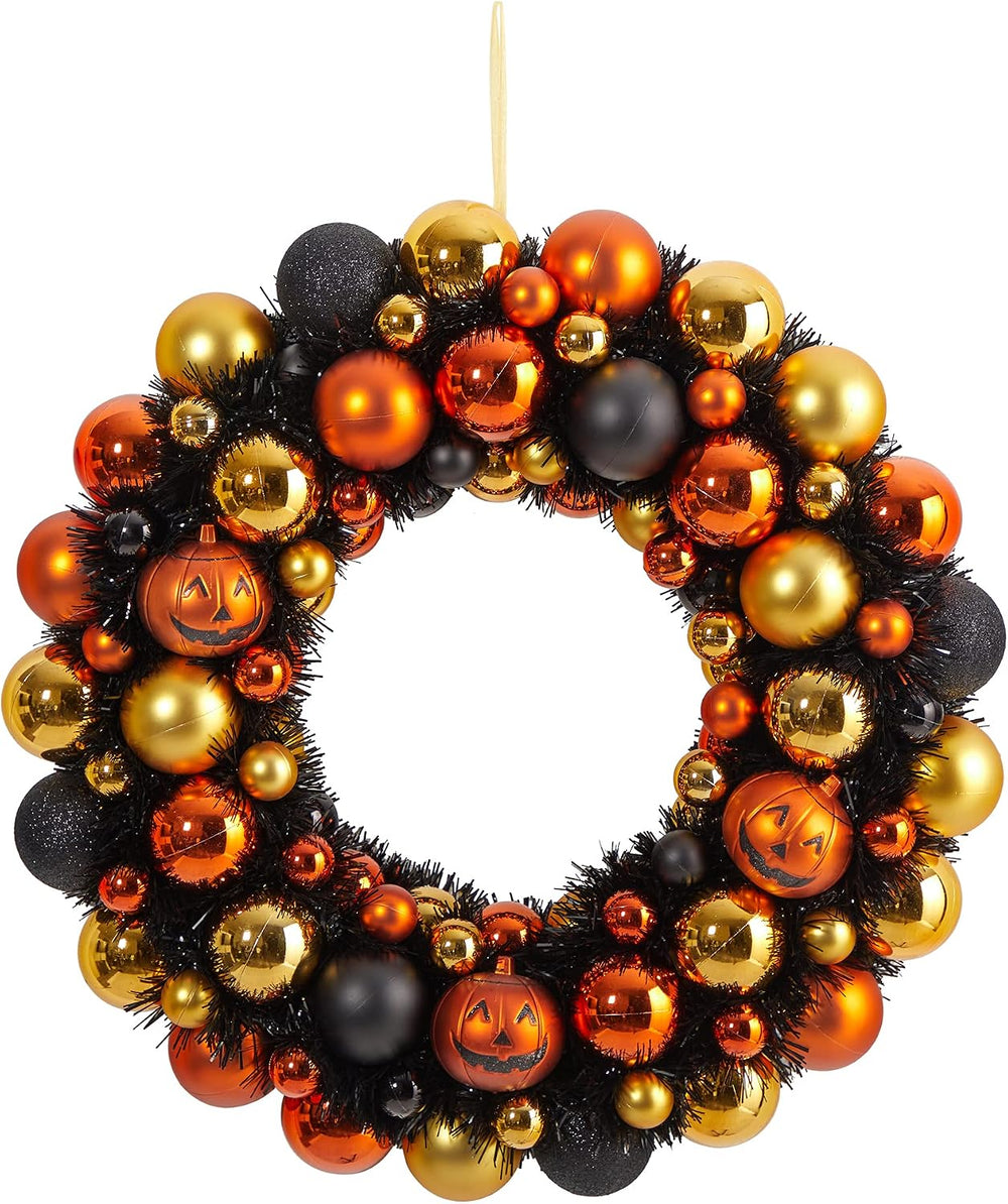 Nearly Natural 19" Shatterproof Pumpkin Ornament Halloween Wreath