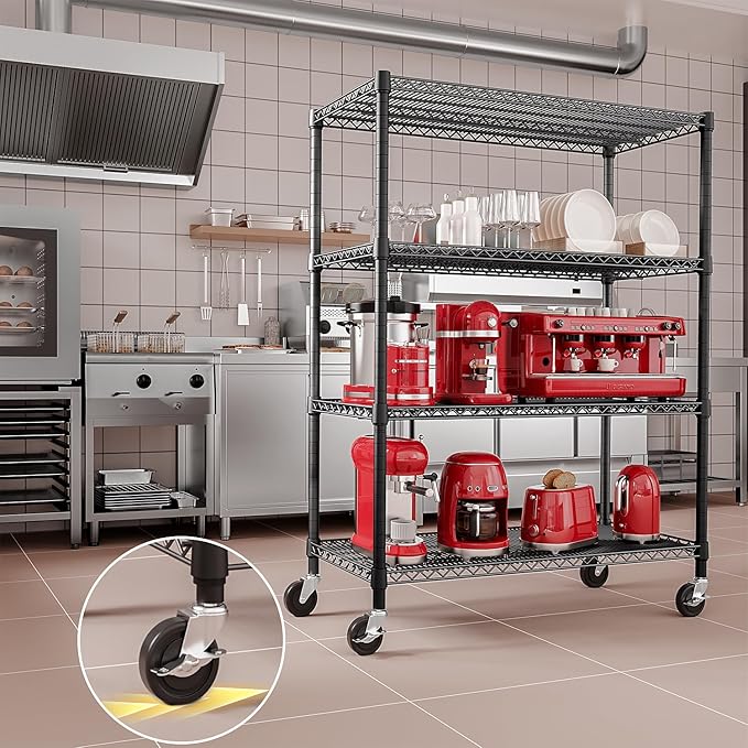 IZEUK Garage Shelving Wide Storage Shelves 4 Tier Metal Shelves Heavy Duty