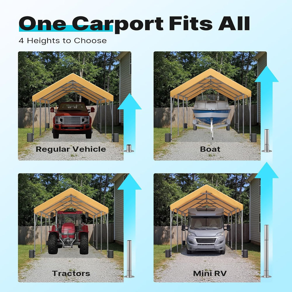 ADVANCE OUTDOOR 12x20 ft Heavy Duty Carport Potable Car Canopy Garage Party T...