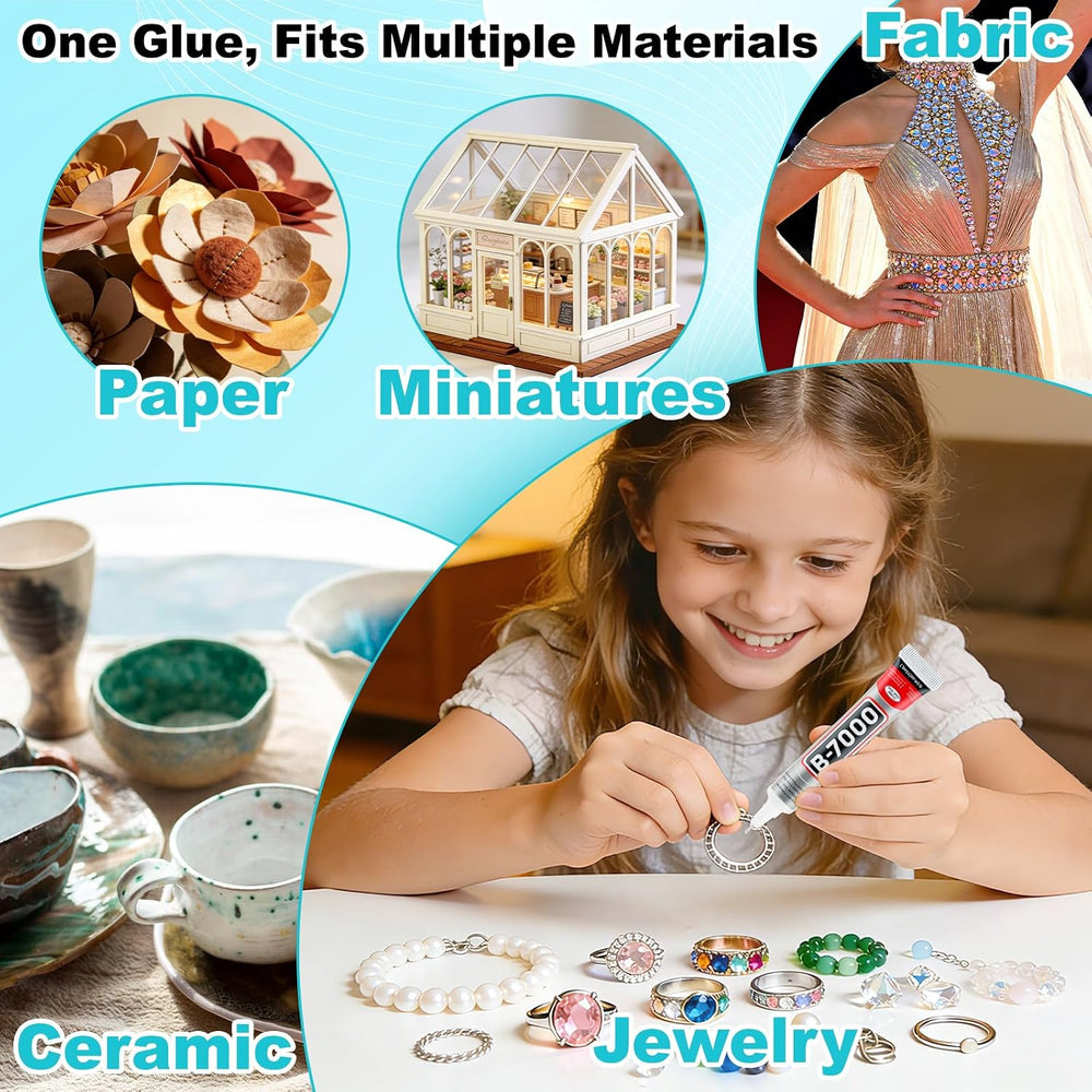 60 Tube B-7000 Glue 15Ml/0.5 fl oz- Strong Transparent Rhinestone Glue with P...