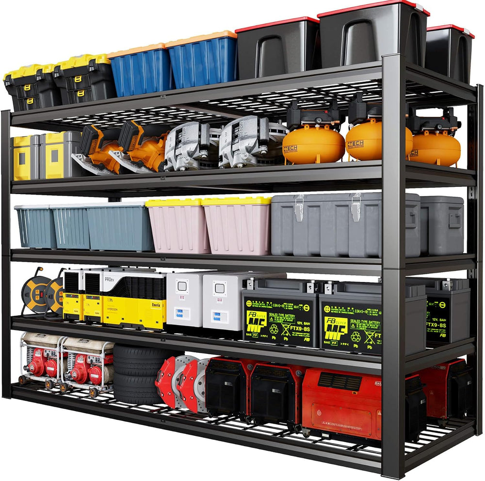 67" W Garage Shelving Heavy Duty, Adjustable 5 Tier Metal Shelves, Comme...