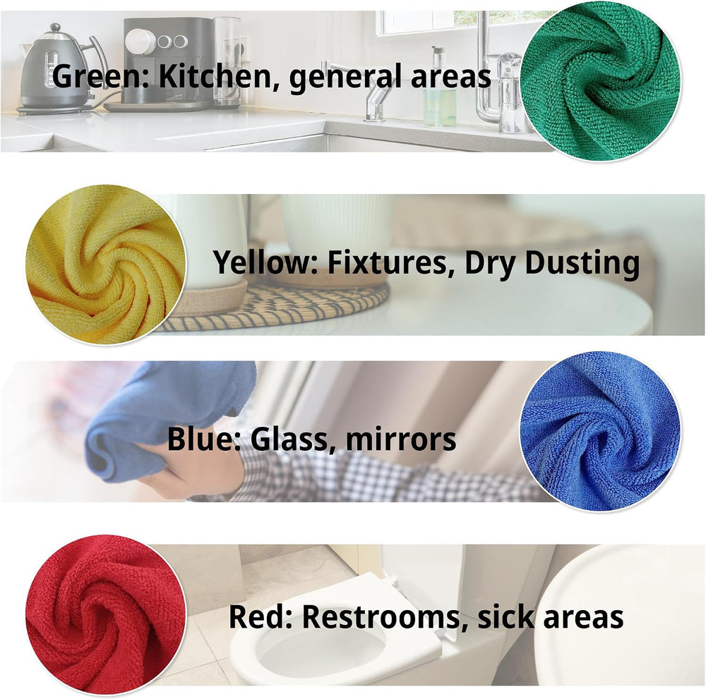 EvaClean Premium Microfiber Cleaning Cloth 16"x16" - Reusable, Wash...
