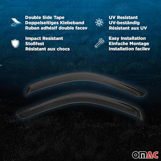 OMAC Window Visor Vent Rain Guard Deflector (4 Pcs)