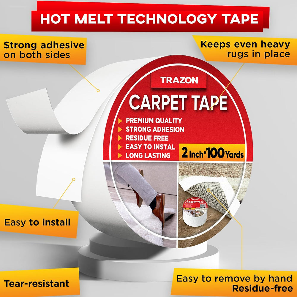 Carpet Tape Double Sided - Rug Tape Grippers for Hardwood Floors and Area Rug...