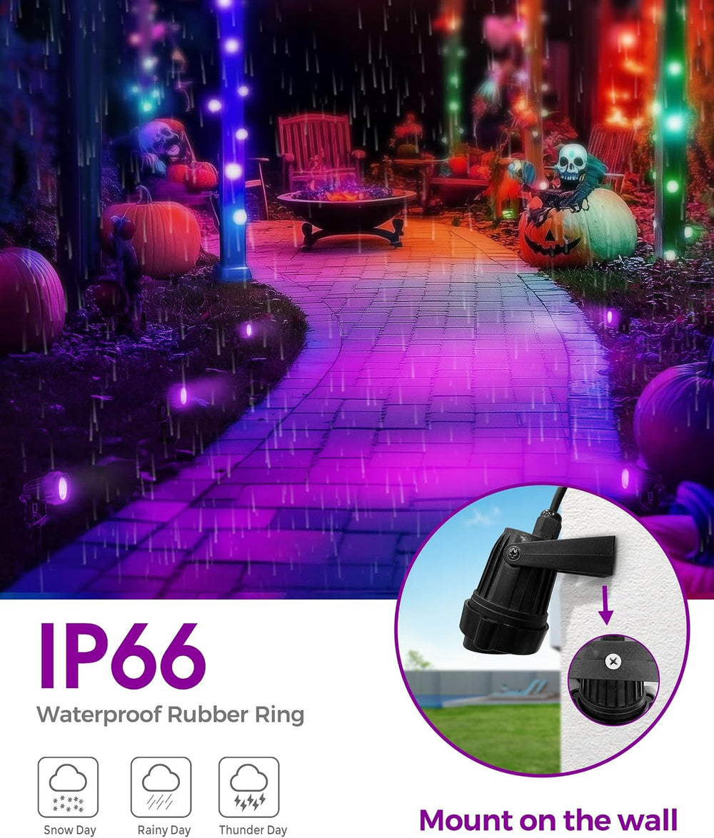 L LOHAS LED Halloween Purple Outdoor Lights Dusk to Dawn Spotlight Plug in