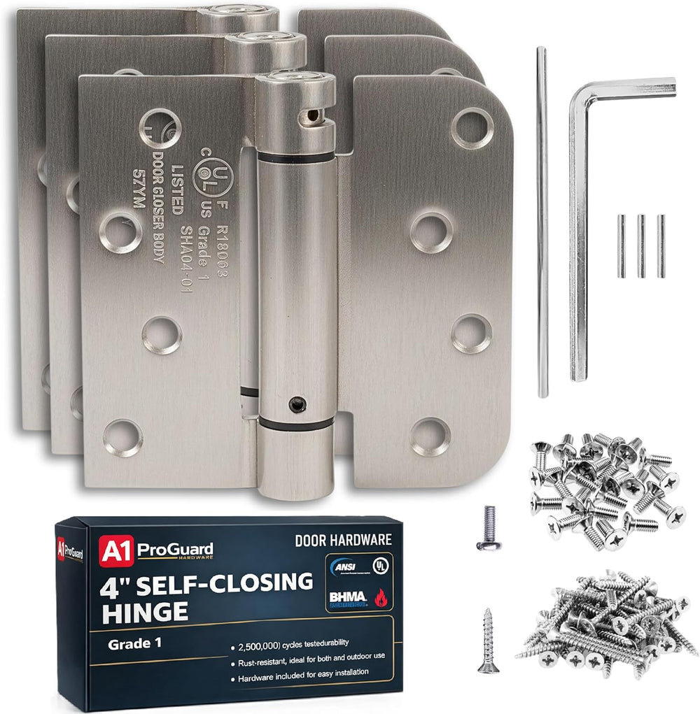 A1 ProGuard - Self Closing Spring Loaded Hinges, 4 Inch, Adjustable Tension f...