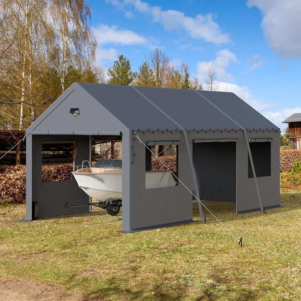 10x20 Heavy Duty Carport, Portable Garage with Doors & Windows