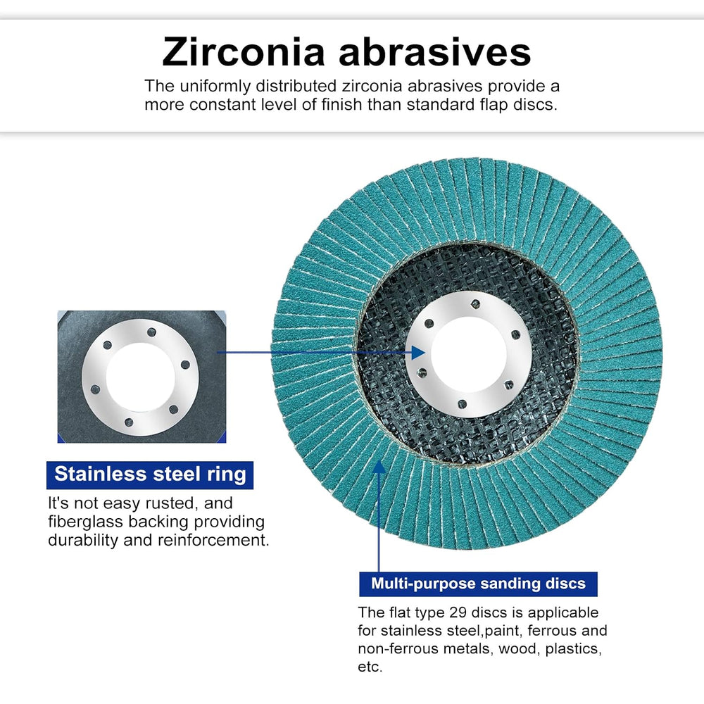 Sali 100 Pack Zirconia Flap Disc 80 Grit 4.5" x 7/8-Inch Sanding Disc Be...