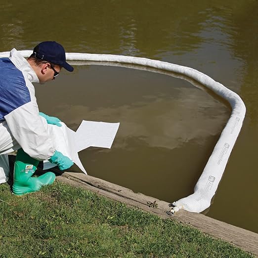 PIG Oil Boom - Oil-Only Absorbent Boom - 2 Pack - 5" x 20' Boom - Ab...