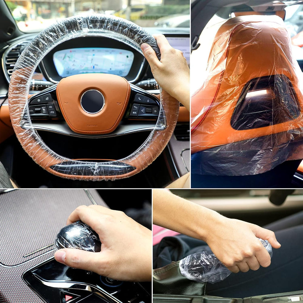 Tallew 250 Pcs Disposable Plastic Car Seat Covers Clear for Auto Truck