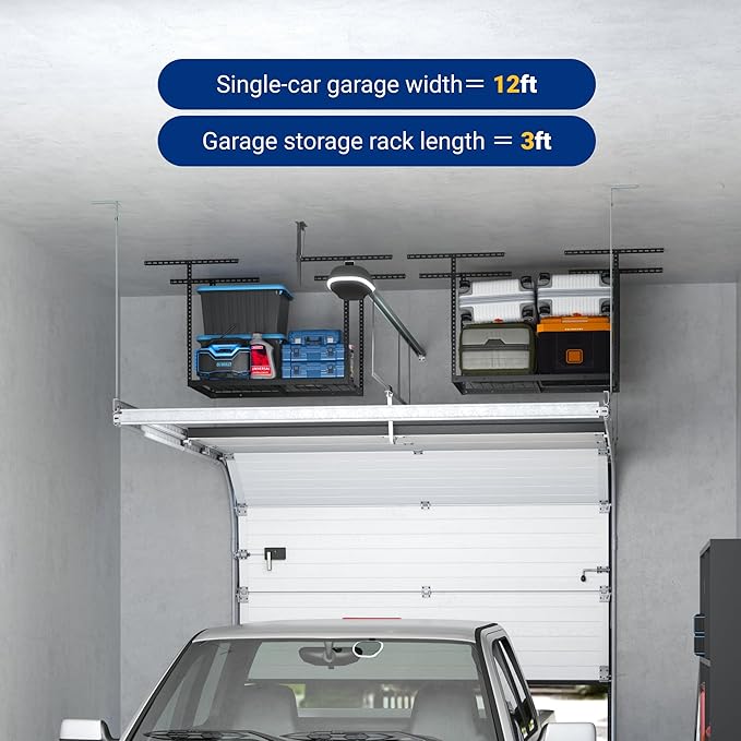 FLEXIMOUNTS 2x3FT Garage Storage Rack Overhead, Adjustable Ceiling Storage Racks